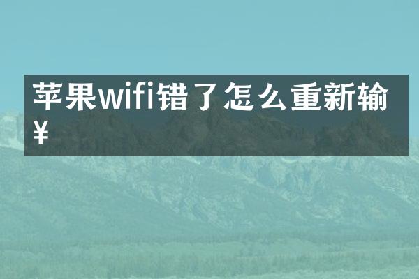 苹果wifi错了怎么重新输入