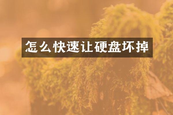 怎么快速让硬盘坏掉