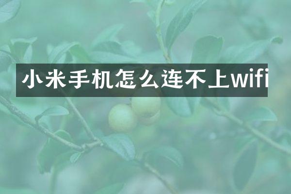 小米手机怎么连不上wifi