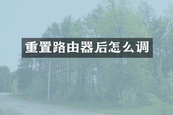 重置路由器后怎么调