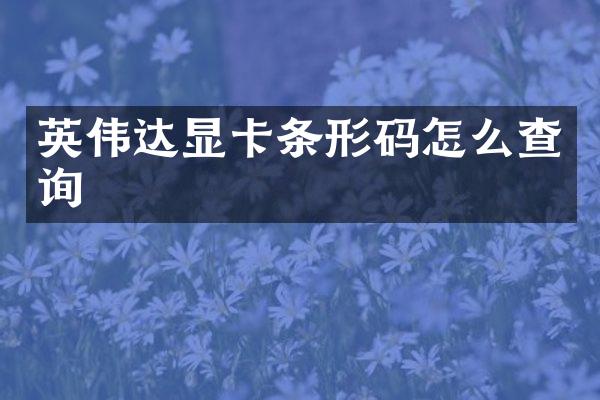 英伟达显卡条形码怎么查询