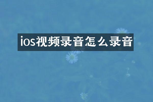 ios视频录音怎么录音