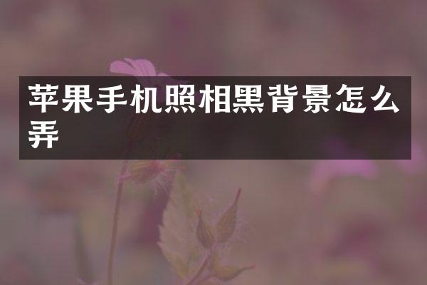 苹果手机照相黑背景怎么弄