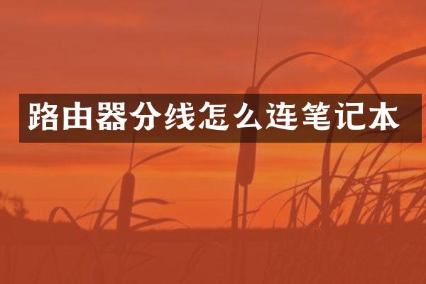 路由器分线怎么连笔记本