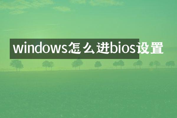 windows怎么进bios设置
