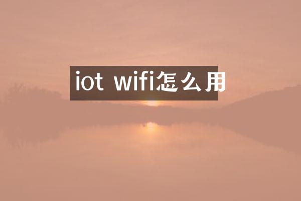 iot wifi怎么用