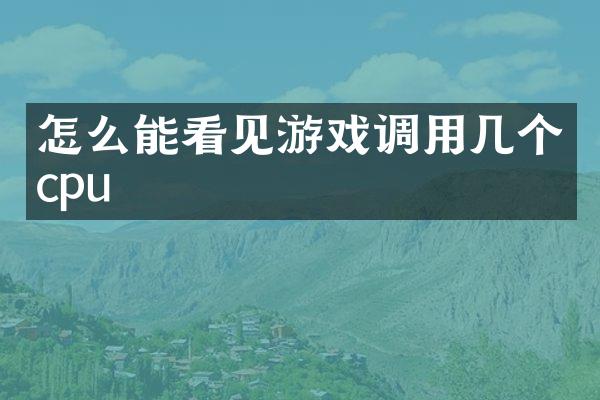怎么能看见游戏调用几个cpu