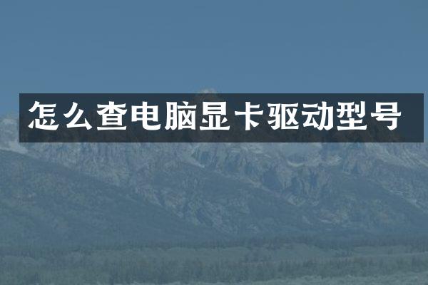 怎么查电脑显卡驱动型号