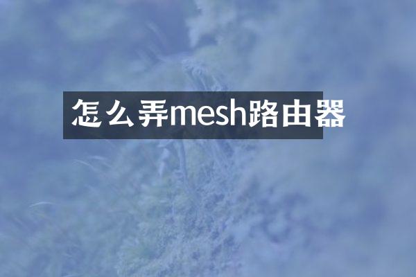 怎么弄mesh路由器