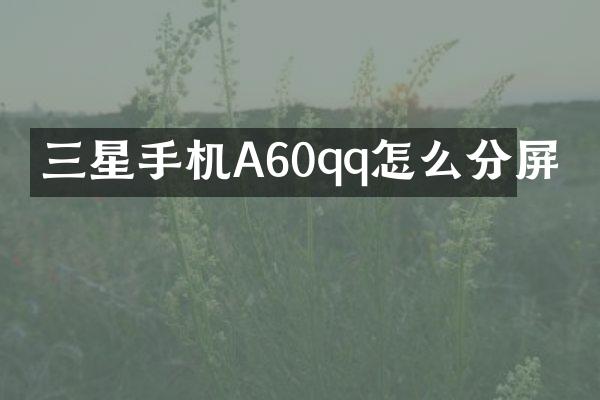 三星手机A60qq怎么分屏