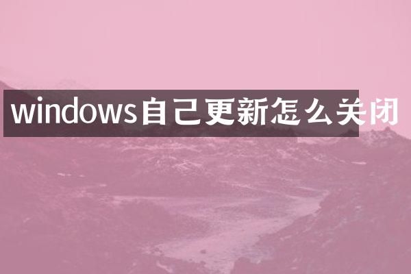 windows自己更新怎么关闭