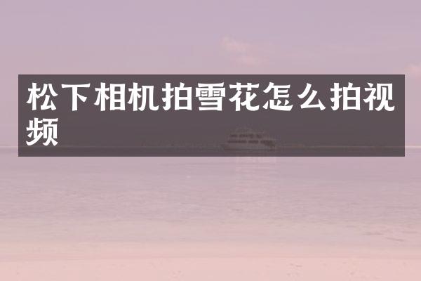 相机拍雪花怎么拍视频