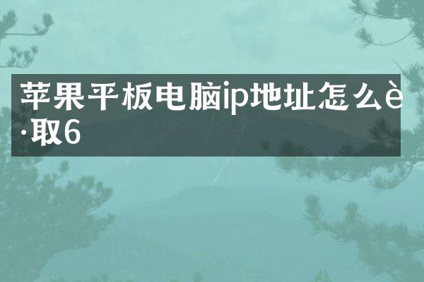 苹果平板电脑ip地址怎么获取6