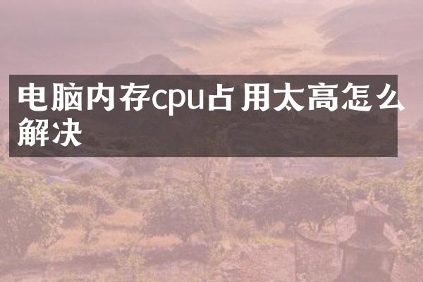 电脑内存cpu占用太高怎么解决
