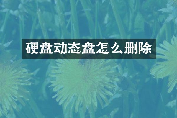 硬盘动态盘怎么删除