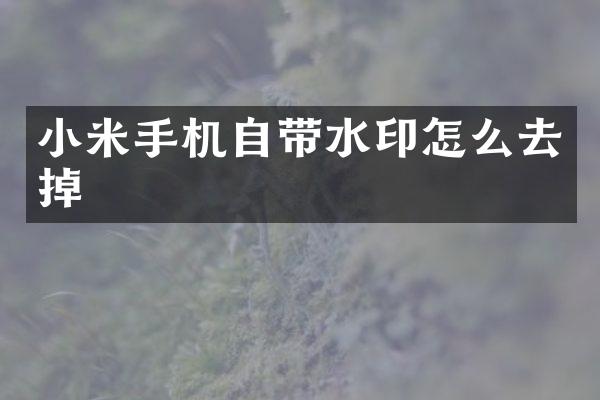 小米手机自带水印怎么去掉