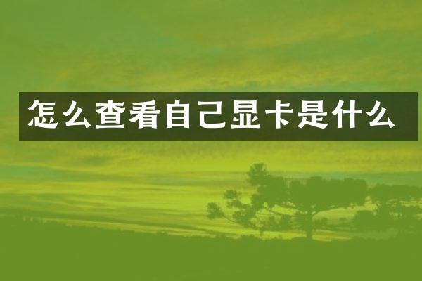 怎么查看自己显卡是什么