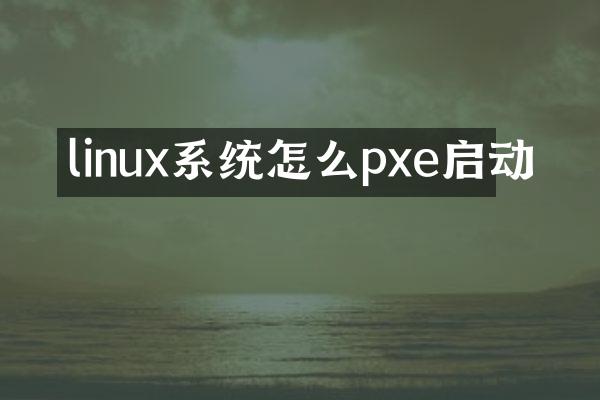 linux系统怎么pxe启动