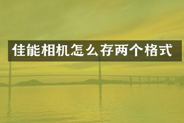 佳能相机怎么存两个格式