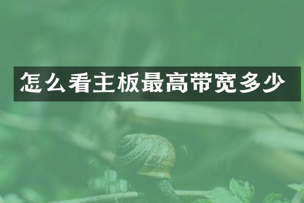怎么看主板最高带宽多少
