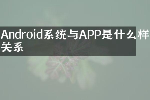 Android系统与APP是什么样的关系