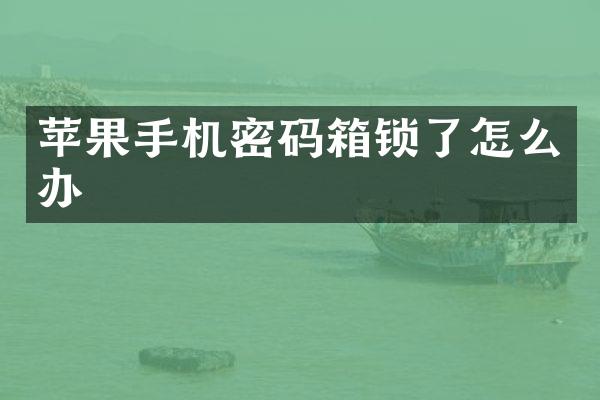 苹果手机密码箱锁了怎么办
