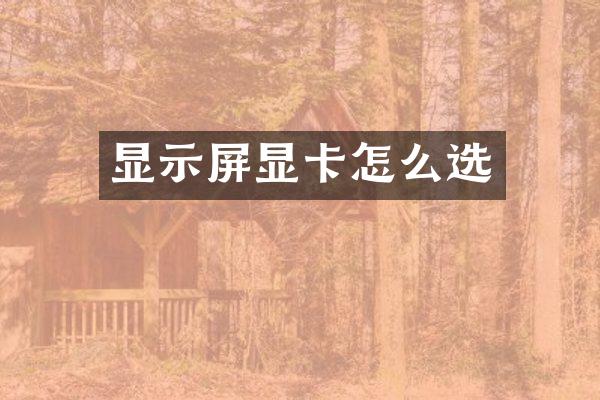 显示屏显卡怎么选
