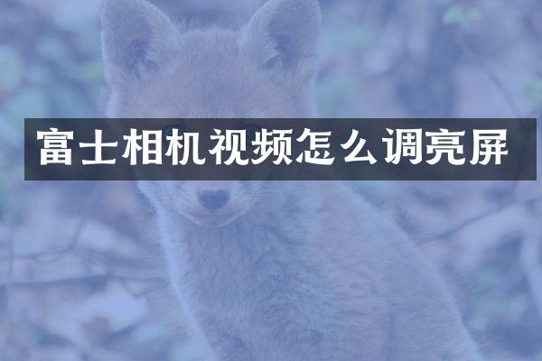 富士相机视频怎么调亮屏