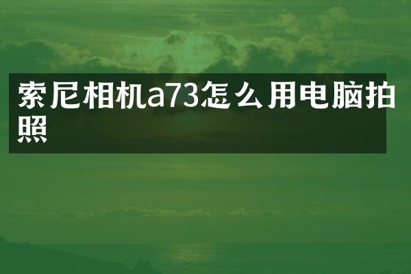 索尼相机a73怎么用电脑拍照