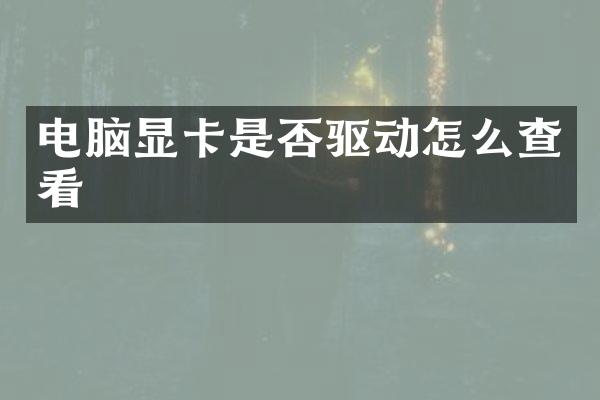 电脑显卡是否驱动怎么查看