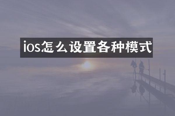 ios怎么设置各种模式