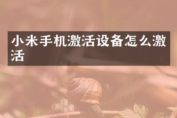 小米手机激活设备怎么激活