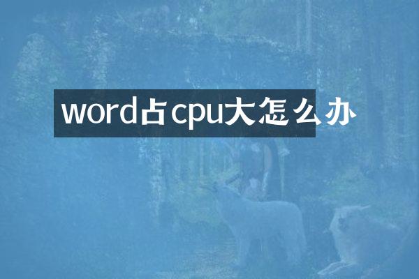 word占cpu大怎么办