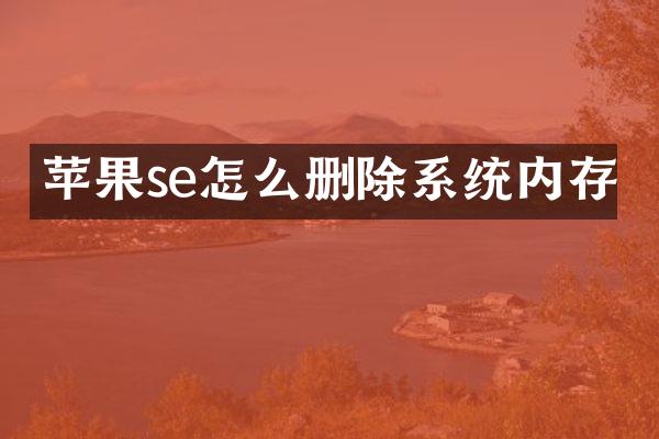 苹果se怎么删除系统内存