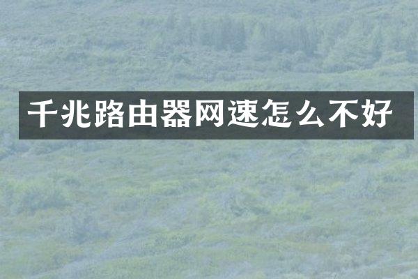 千兆路由器网速怎么不好