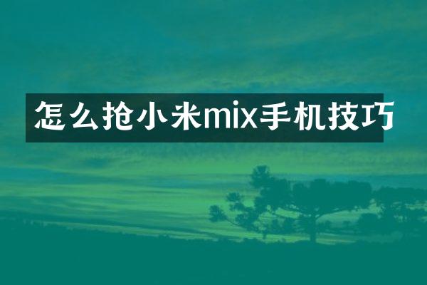 怎么抢小米mix手机技巧