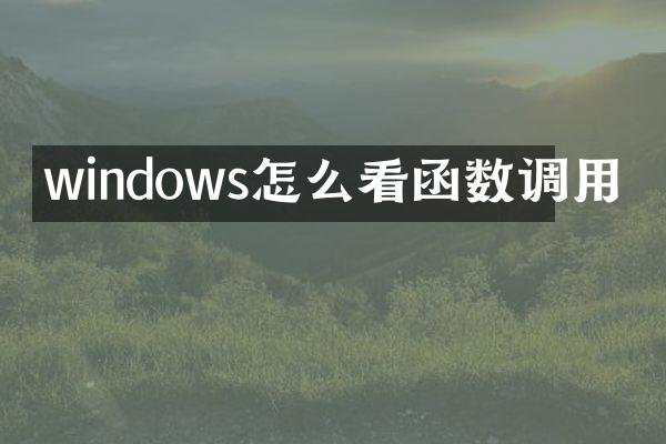 windows怎么看函数调用