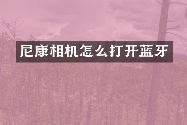 尼康相机怎么打开蓝牙