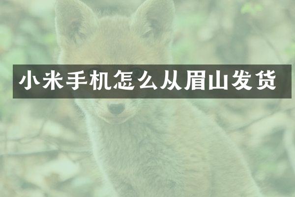 小米手机怎么从眉山发货