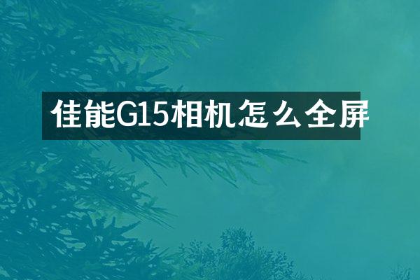 佳能G15相机怎么全屏