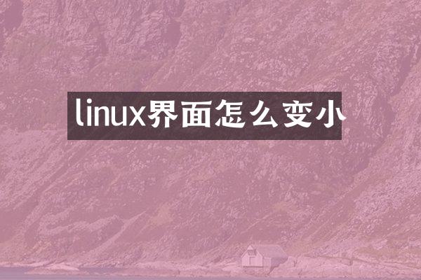 linux界面怎么变小