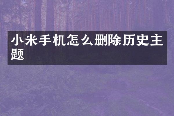 小米手机怎么删除历史主题