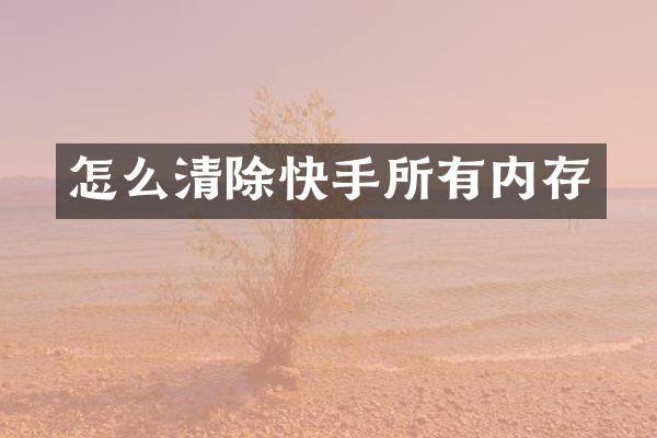 怎么清除快手所有内存
