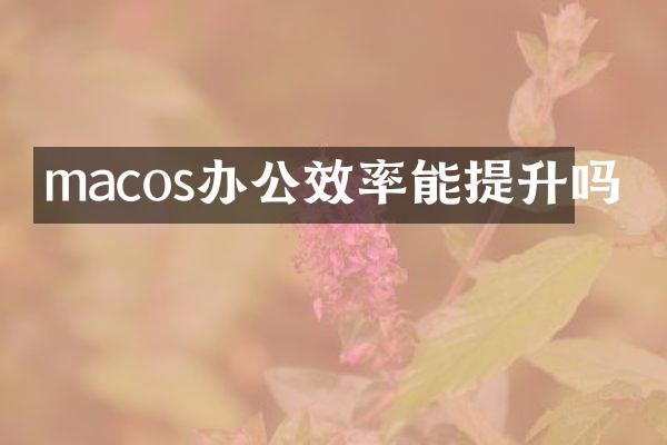 macos办公效率能提升吗