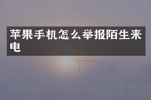 苹果手机怎么举报陌生来电
