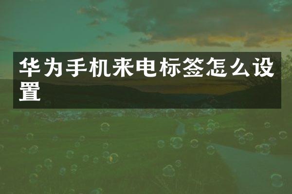 华为手机来电标签怎么设置