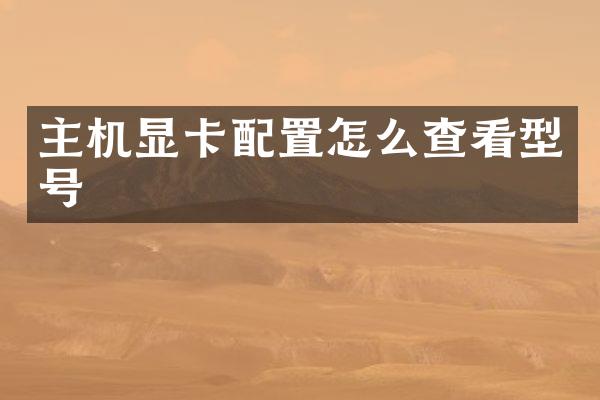 主机显卡配置怎么查看型号