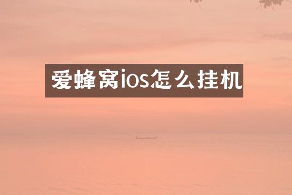 爱蜂窝ios怎么挂机