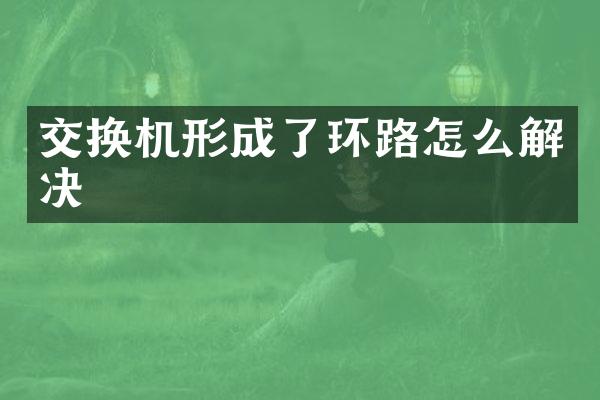 交换机形成了环路怎么解决