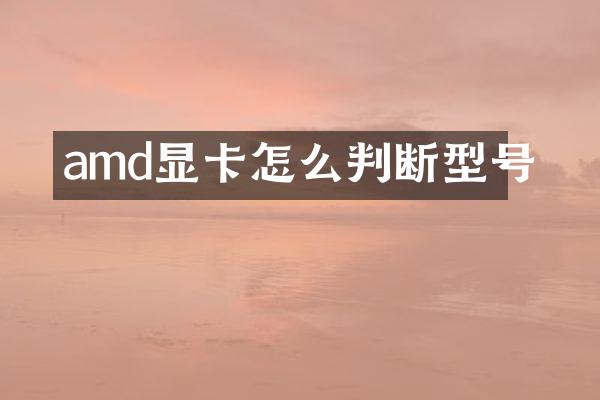 amd显卡怎么判断型号